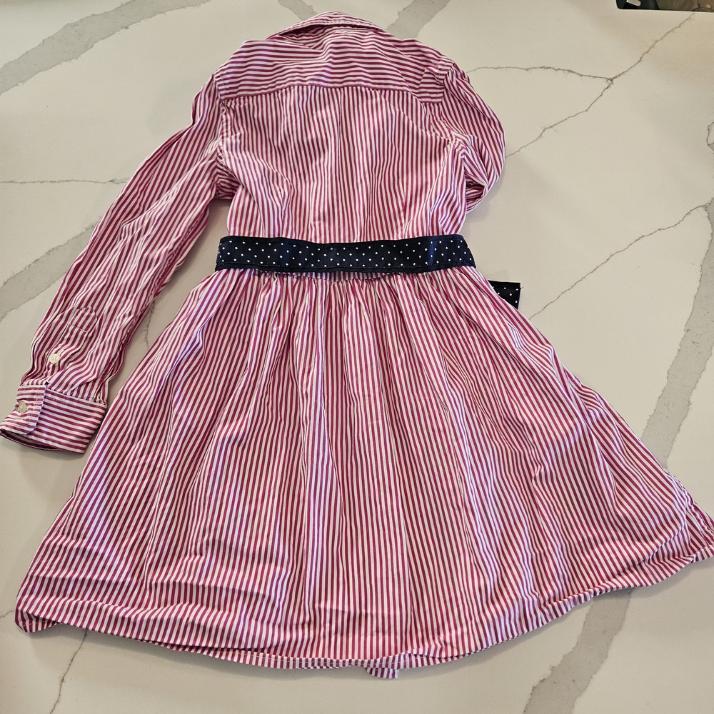 Polo Ralph Lauren Striped Pink Girls Dress with Belt Long Sleeves - Picture 6 of 7